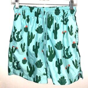 George Cactus Print Swim Shorts Mens S 28-30 Polyester